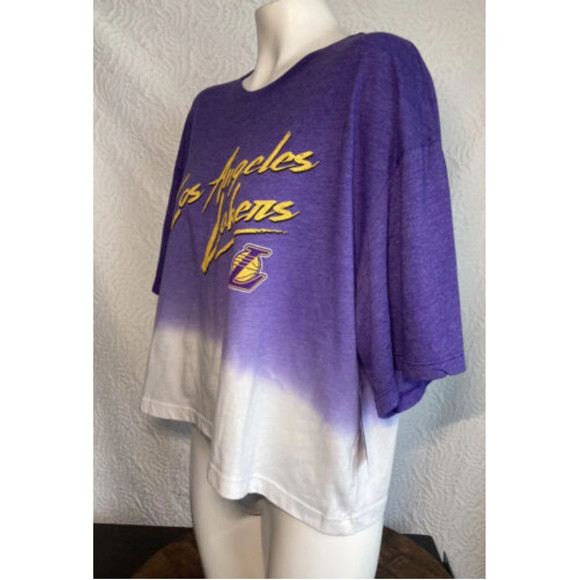 Majestic Threads Women’s Los Angeles Lakers Purple White SS SHIRT Size Medium - Picture 2 of 12